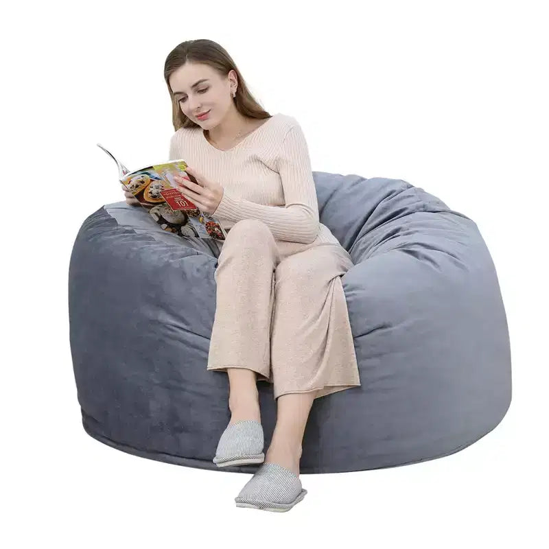 COZONY Poltrona a sacco da 90 cm in memory foam - Morbido tessuto in velluto olandese, divano rotondo con imbottitura inclusa per adulti