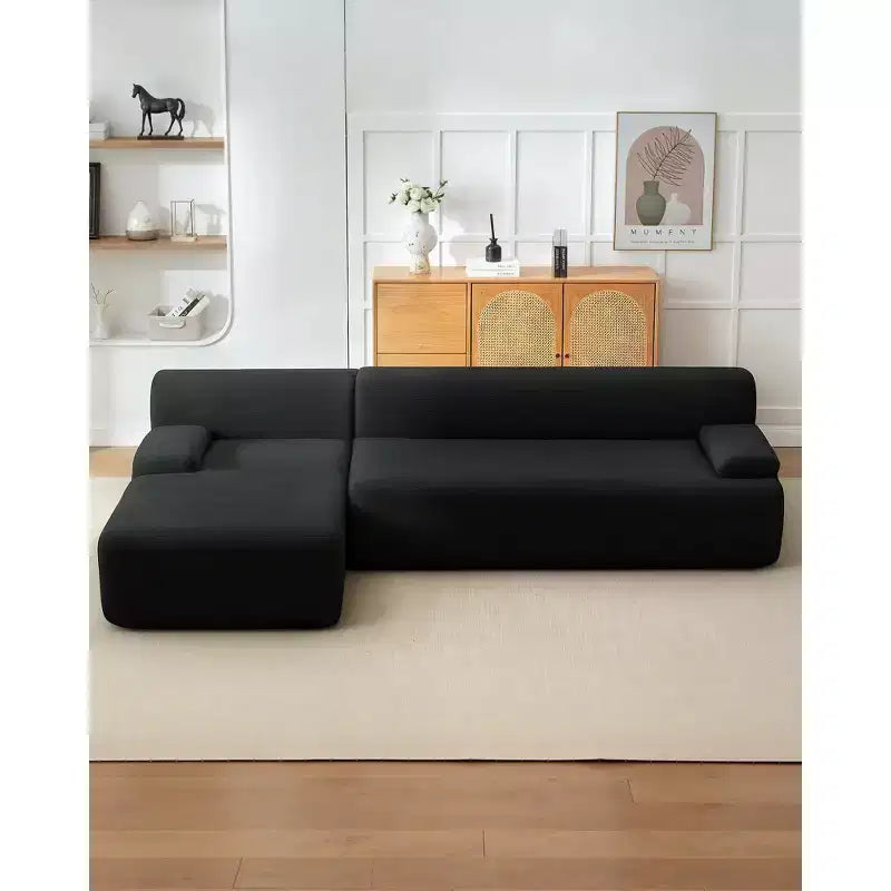 Divano sezionale a L in tessuto GustoWave 108 con chaise longue - Divano senza struttura morbido e soffice in velluto a coste per soggiorno, nessun montaggio richiesto