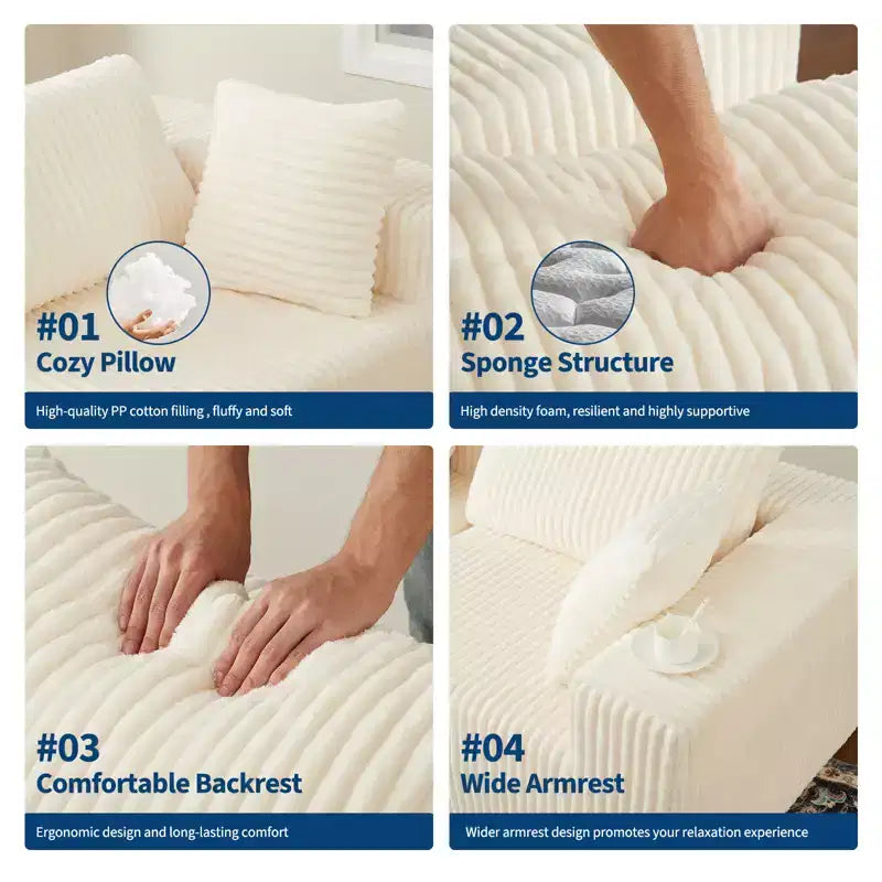 Divano componibile modulare 108 pollici, divani a compressione in spugna di velluto a coste con seduta profonda, divano in memory foam per soggiorno e camera da letto, nessun montaggio richiesto