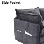 Divano sezionale a 3 posti in ciniglia  Divano letto modulare con seduta profonda, pouf e tasca laterale