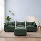 Divano sezionale a 3 posti in ciniglia  Divano letto modulare con seduta profonda, pouf e tasca laterale