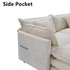 Divano sezionale a 3 posti in ciniglia  Divano letto modulare con seduta profonda, pouf e tasca laterale