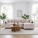 Divano sezionale a 3 posti in ciniglia  Divano letto modulare con seduta profonda, pouf e tasca laterale