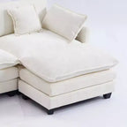 Divano sezionale a 3 posti in ciniglia  Divano letto modulare con seduta profonda, pouf e tasca laterale
