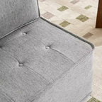 Divano Modulare in Lino Grigio Chiaro con Struttura in Legno – Combinabile per Piccoli Spazi