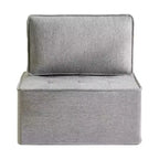 Divano Modulare in Lino Grigio Chiaro con Struttura in Legno – Combinabile per Piccoli Spazi