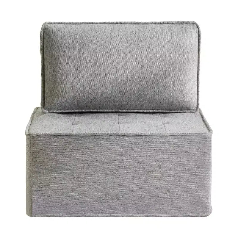 Divano Modulare in Lino Grigio Chiaro con Struttura in Legno – Combinabile per Piccoli Spazi