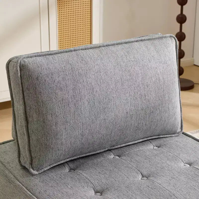 Divano Modulare in Lino Grigio Chiaro con Struttura in Legno – Combinabile per Piccoli Spazi