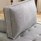 Divano Modulare in Lino Grigio Chiaro con Struttura in Legno – Combinabile per Piccoli Spazi