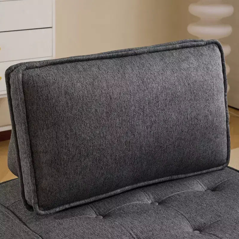 Divano modulare in lino grigio scuro con struttura in legno, su misura per spazi ridotti e qualsiasi arredamento