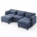 Modern grey Chenille yarn modular segmented sofa, adjustable combination L-shaped sofa, Flexible Combination Living Room Furniture, Blue