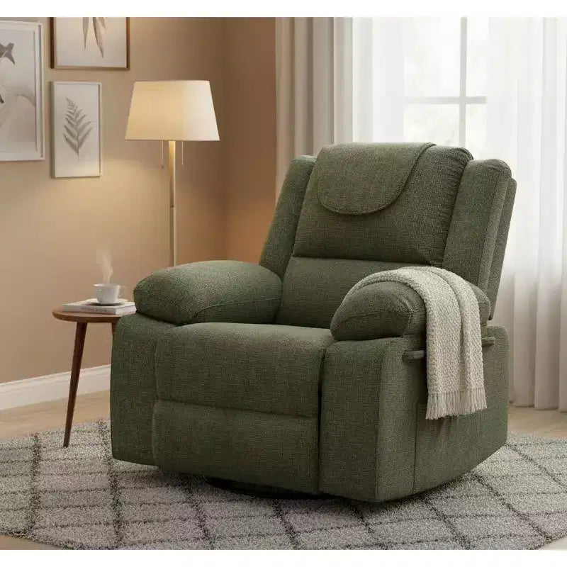 Poltrona reclinabile GustoWave Rocking Nursery, poltrona reclinabile girevole a 360° con massaggio vibrante e riscaldamento per soggiorno/camera da letto