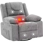 Poltrona reclinabile GustoWave Rocking Nursery, poltrona reclinabile girevole a 360° con massaggio vibrante e riscaldamento per soggiorno/camera da letto