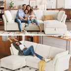 Divano Sezionale Modulare a L da 97", con Spazio Contenitore, Divano Comodo a Nuvola a 4 Posti con Pouf Mobile, Seduta Profonda, Divani Sezionali Moderni