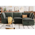 Divano Sezionale Modulare a L da 97", con Spazio Contenitore, Divano Comodo a Nuvola a 4 Posti con Pouf Mobile, Seduta Profonda, Divani Sezionali Moderni