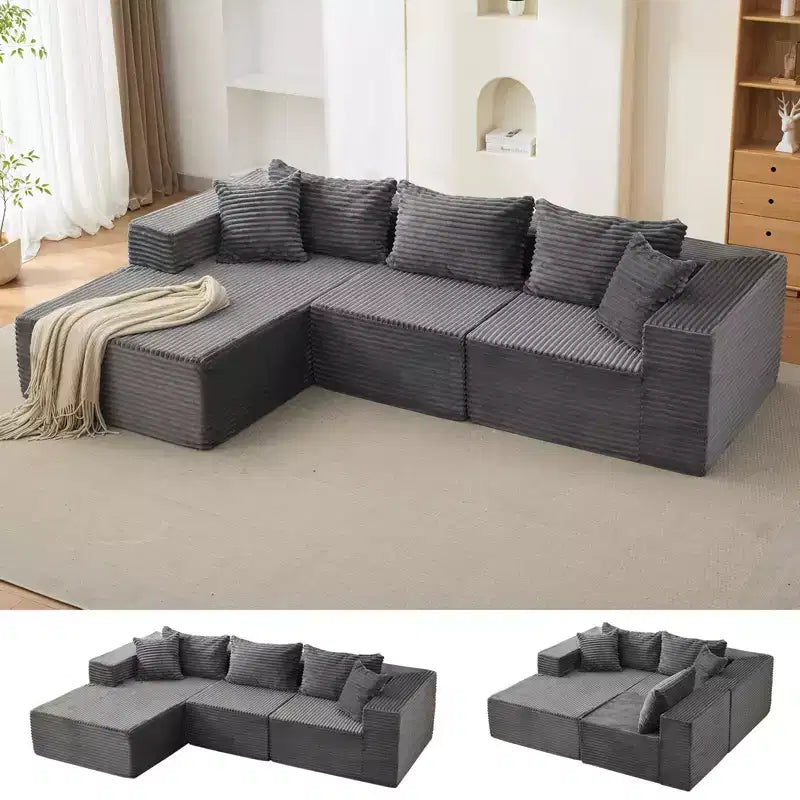 Divano componibile Cloud a 106 posti a forma di L con chaise longue e memory foam, divano modulare a 3 posti per soggiorno, nessun montaggio richiesto