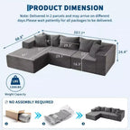 Divano componibile Cloud a 106 posti a forma di L con chaise longue e memory foam, divano modulare a 3 posti per soggiorno, nessun montaggio richiesto