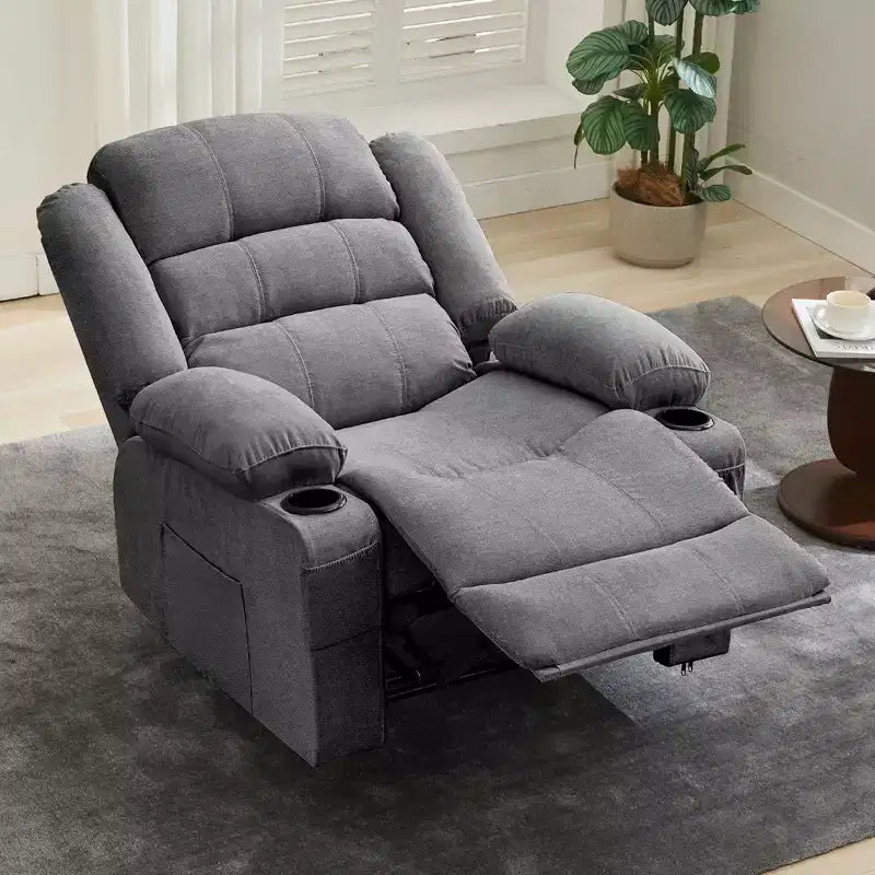 COZONY Poltrona reclinabile a dondolo ampia per adulti, poltrona lounge manuale oversize con braccioli, schienale, 2 portabicchieri e tasca laterale per soggiorno