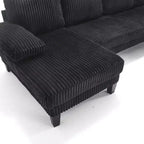 Divano Sezionale a U in Corduroy Homy Casa con Doppia Chaise Longue, Divano a 4 Posti per Soggiorno