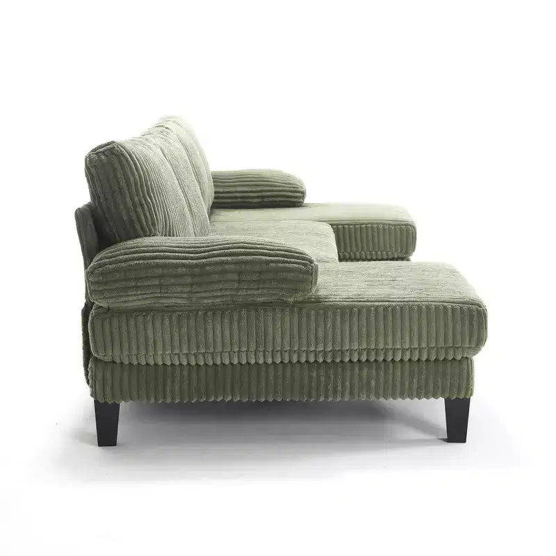Divano Sezionale a U in Corduroy Homy Casa con Doppia Chaise Longue, Divano a 4 Posti per Soggiorno