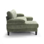 Divano Sezionale a U in Corduroy Homy Casa con Doppia Chaise Longue, Divano a 4 Posti per Soggiorno