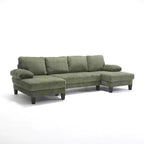 Divano Sezionale a U in Corduroy Homy Casa con Doppia Chaise Longue, Divano a 4 Posti per Soggiorno
