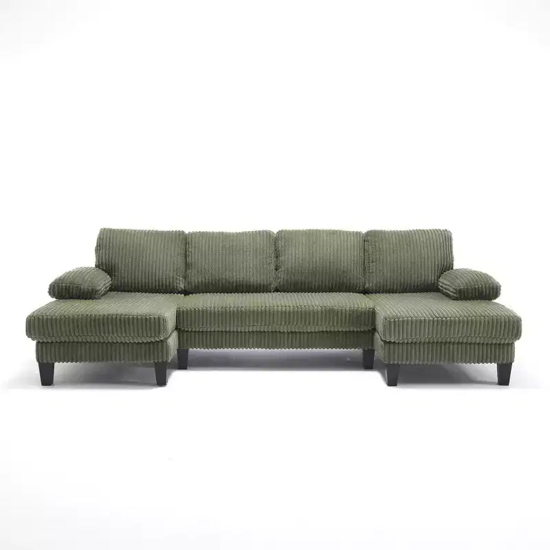 Divano Sezionale a U in Corduroy Homy Casa con Doppia Chaise Longue, Divano a 4 Posti per Soggiorno