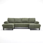 Divano Sezionale a U in Corduroy Homy Casa con Doppia Chaise Longue, Divano a 4 Posti per Soggiorno