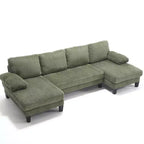 Divano Sezionale a U in Corduroy Homy Casa con Doppia Chaise Longue, Divano a 4 Posti per Soggiorno