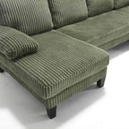 Divano Sezionale a U in Corduroy Homy Casa con Doppia Chaise Longue, Divano a 4 Posti per Soggiorno