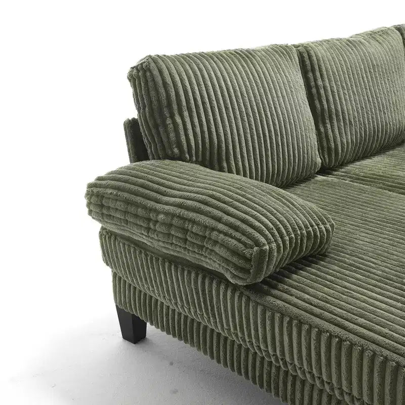 Divano Sezionale a U in Corduroy Homy Casa con Doppia Chaise Longue, Divano a 4 Posti per Soggiorno