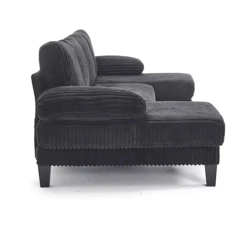 Divano Sezionale a U in Corduroy Homy Casa con Doppia Chaise Longue, Divano a 4 Posti per Soggiorno