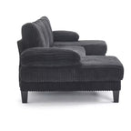 Divano Sezionale a U in Corduroy Homy Casa con Doppia Chaise Longue, Divano a 4 Posti per Soggiorno