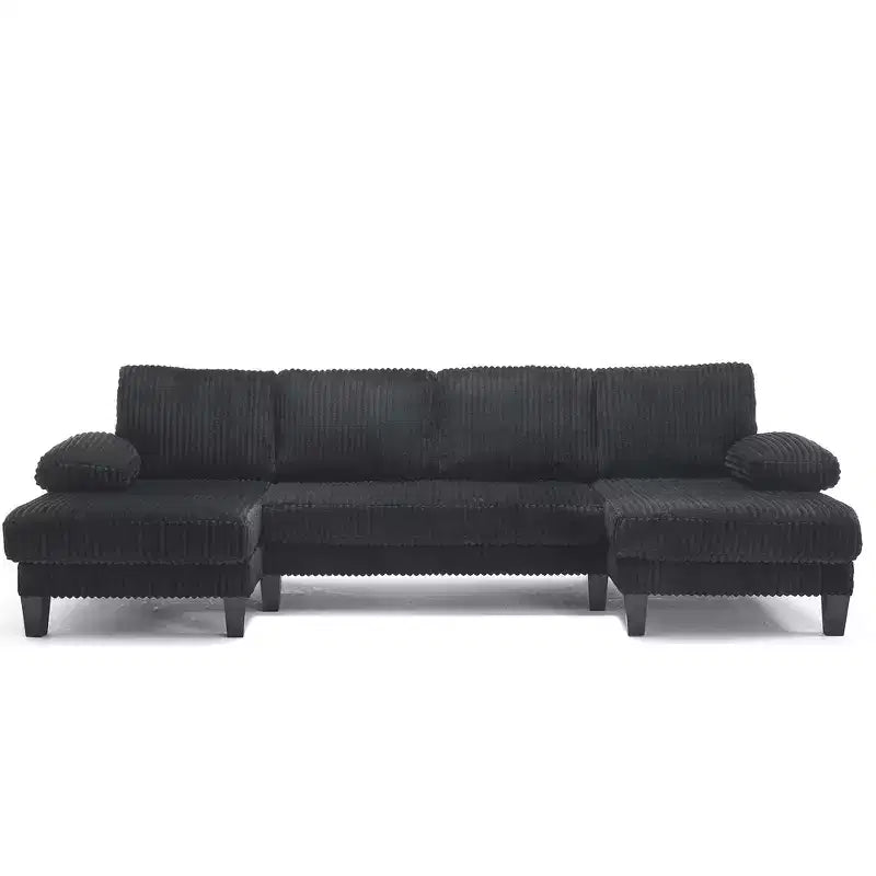 Divano Sezionale a U in Corduroy Homy Casa con Doppia Chaise Longue, Divano a 4 Posti per Soggiorno