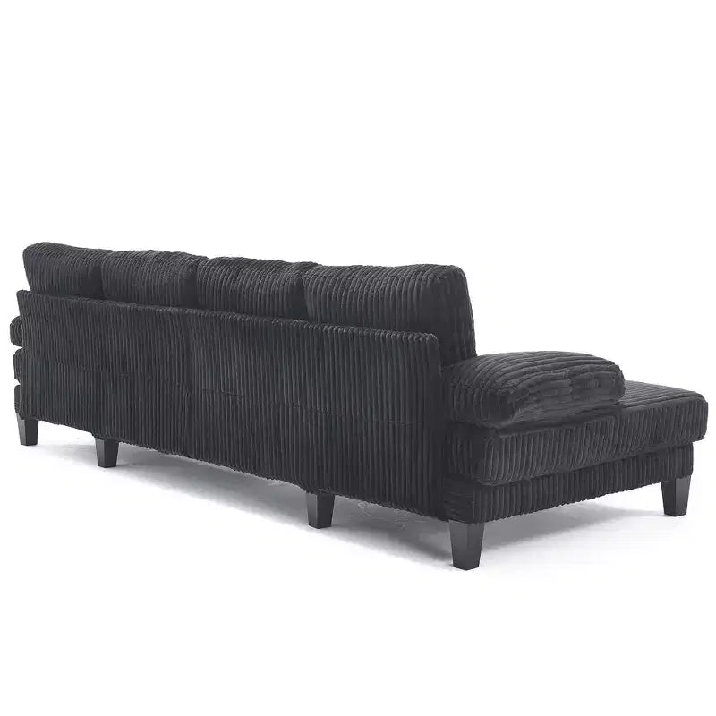 Divano Sezionale a U in Corduroy Homy Casa con Doppia Chaise Longue, Divano a 4 Posti per Soggiorno