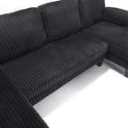 Divano Sezionale a U in Corduroy Homy Casa con Doppia Chaise Longue, Divano a 4 Posti per Soggiorno