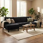 Homy Casa U-Shaped Corduroy Sectional Sofa with Double Chaise, 4-Seat Living Room Couch