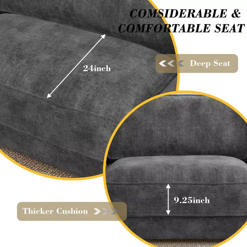 Divano componibile a U Dyonery 160, divano oversize "Cloud" con pouf mobile, divano a 6 posti in ciniglia con seduta profonda e cuscini, divani componibili