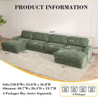 Divano componibile a U Dyonery 160, divano oversize "Cloud" con pouf mobile, divano a 6 posti in ciniglia con seduta profonda e cuscini, divani componibili