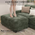 Divano componibile a U Dyonery 160, divano oversize "Cloud" con pouf mobile, divano a 6 posti in ciniglia con seduta profonda e cuscini, divani componibili