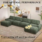 Divano componibile a U Dyonery 160, divano oversize "Cloud" con pouf mobile, divano a 6 posti in ciniglia con seduta profonda e cuscini, divani componibili