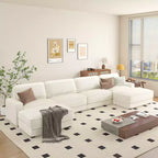 Dyonery 160 U-Shaped Modular Sectional Sofa,Oversized Cloud Couch with Movable Ottoman,6-Seat Chenille Deep Seat Sofa with Pillow,Sectional Couches