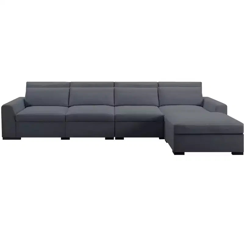 Divano modulare MAYEERTY da 149 pollici con pouf - Rivestimento in misto lino, fodere rimovibili, piedini antiscivolo