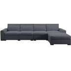 Divano modulare MAYEERTY da 149 pollici con pouf - Rivestimento in misto lino, fodere rimovibili, piedini antiscivolo