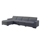 Divano modulare MAYEERTY da 149 pollici con pouf - Rivestimento in misto lino, fodere rimovibili, piedini antiscivolo