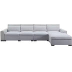Divano modulare MAYEERTY da 149 pollici con pouf - Rivestimento in misto lino, fodere rimovibili, piedini antiscivolo