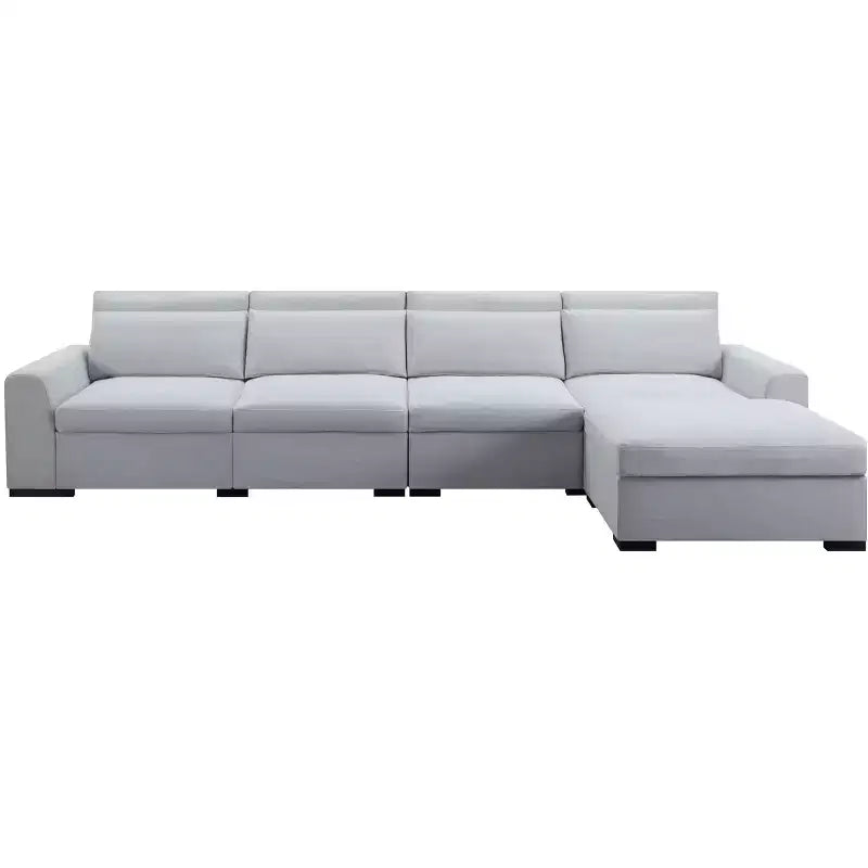 Divano modulare MAYEERTY da 149 pollici con pouf - Rivestimento in misto lino, fodere rimovibili, piedini antiscivolo