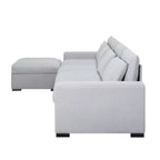 Divano modulare MAYEERTY da 149 pollici con pouf - Rivestimento in misto lino, fodere rimovibili, piedini antiscivolo