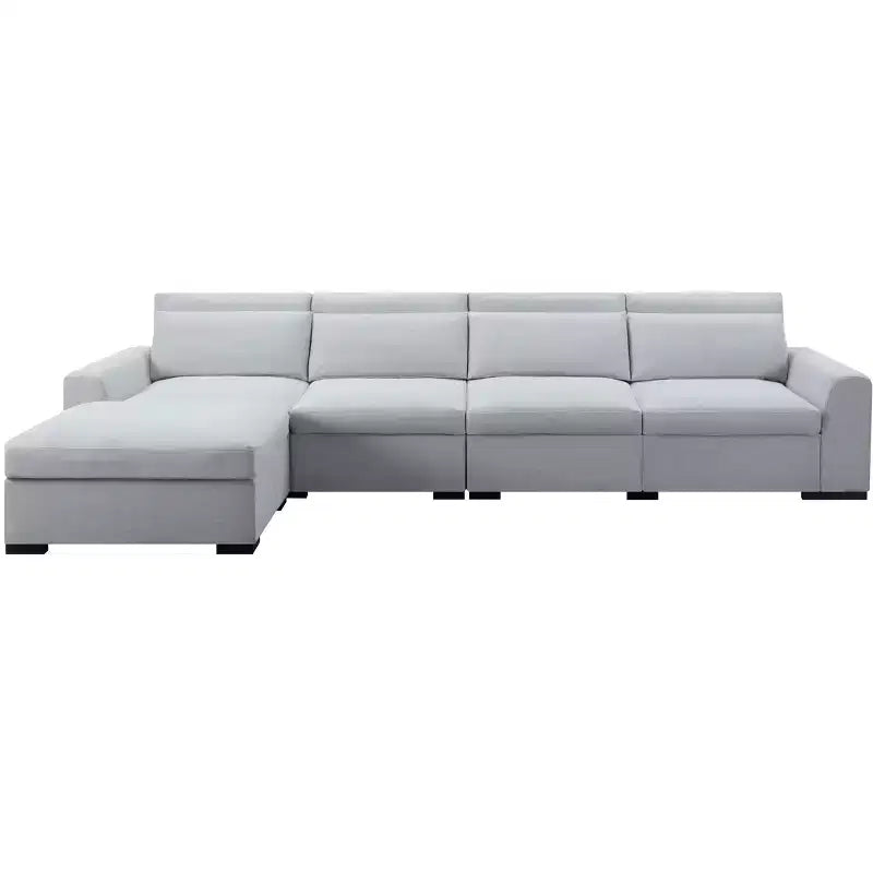 Divano modulare MAYEERTY da 149 pollici con pouf - Rivestimento in misto lino, fodere rimovibili, piedini antiscivolo