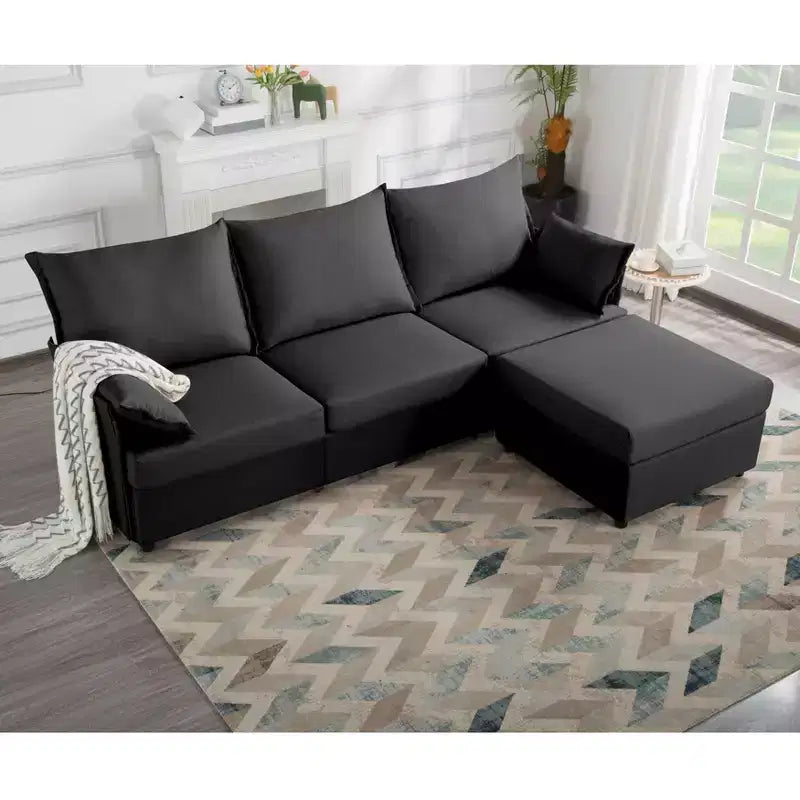 MAYEERTY 93.7 Divano Modulare con Pouf - Rivestimenti Sfoderabili Lavabili, 3 Colori, 2 Cuscini Bracciolo